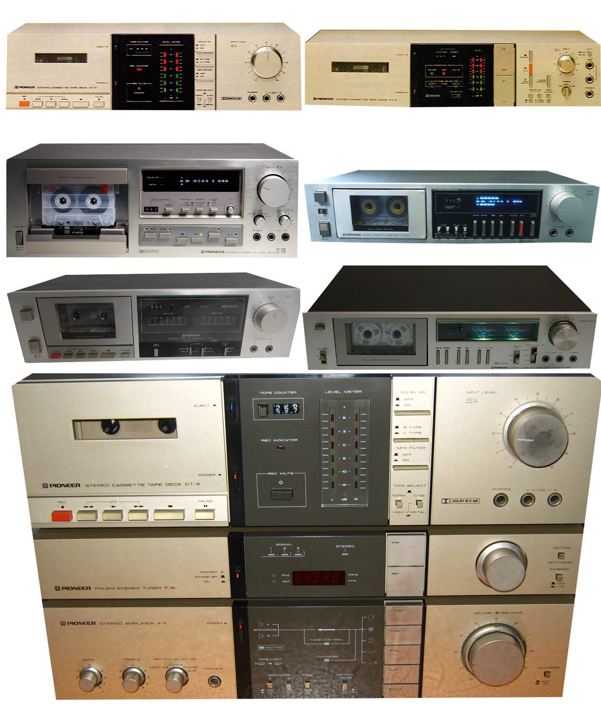 Pioneer CT-5, Pioneer CT-4,  Pioneer CT-720,  Pioneer CT- 520, Pioneer CT- 320, Pioneer CT- 200